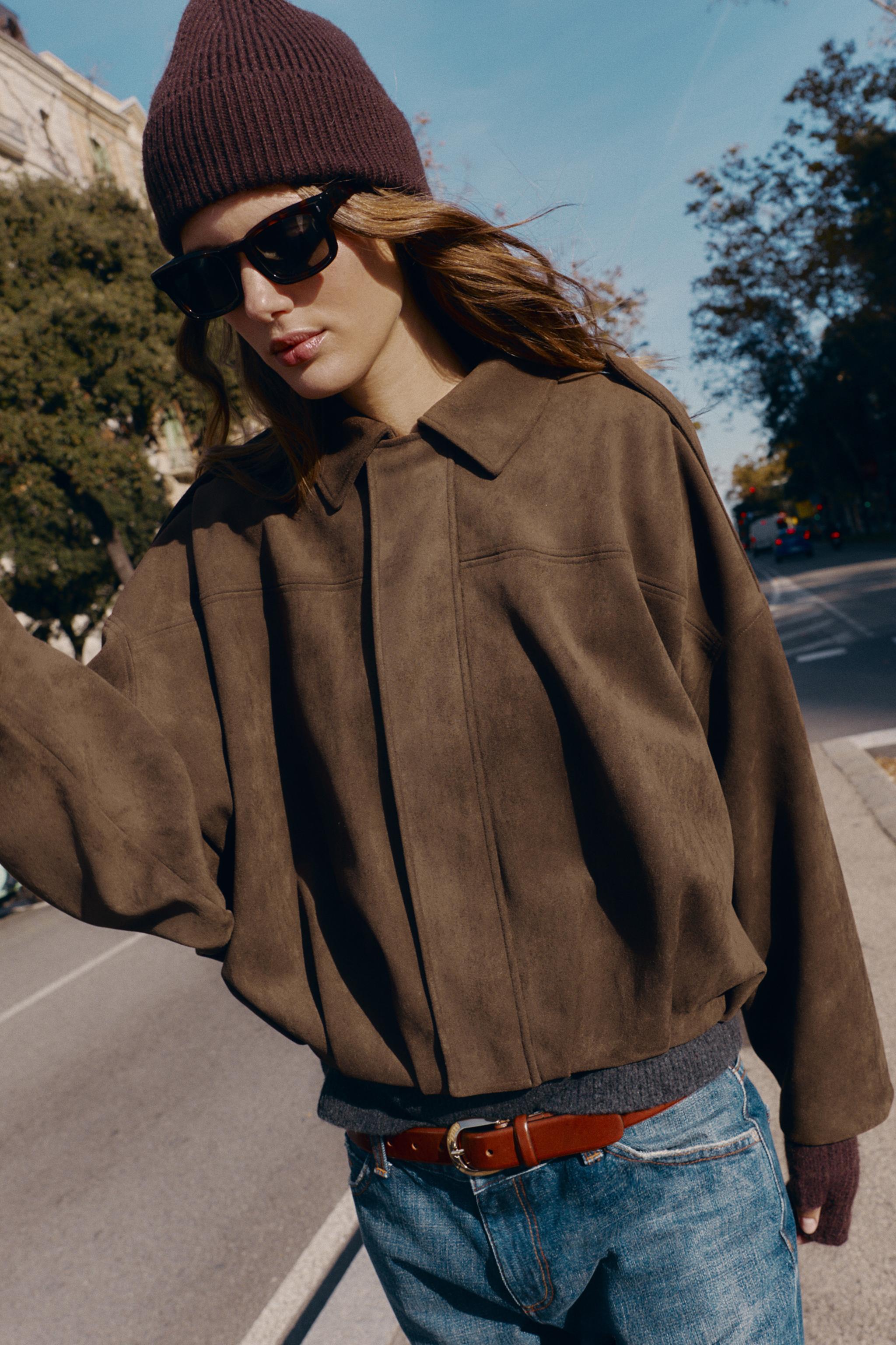 SUEDE EFFECT BOMBER JACKET